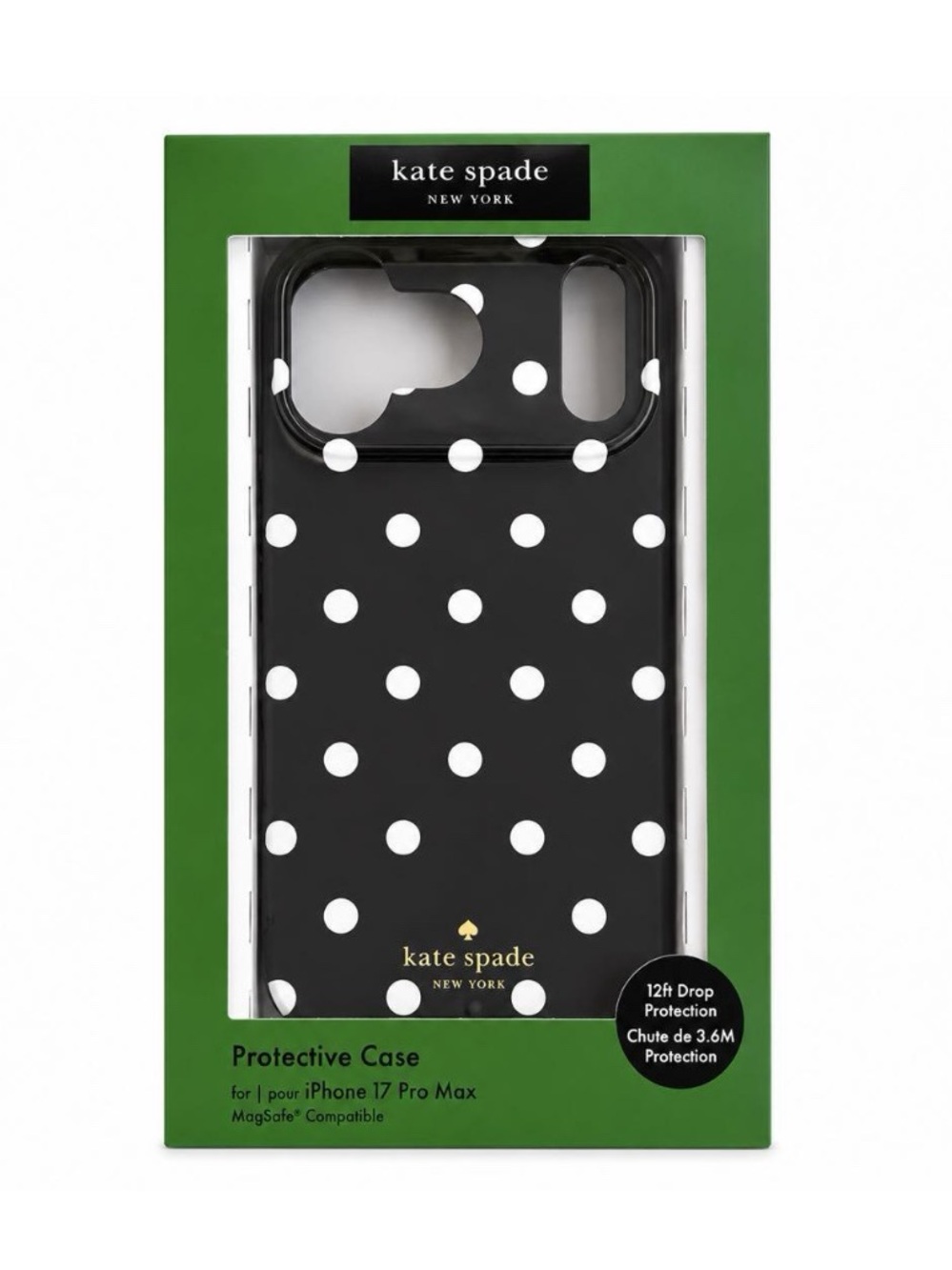KATE SPADE Cabana Dot MagSafe IPhone 17 Pro Max hardshell phone case🖤🖤